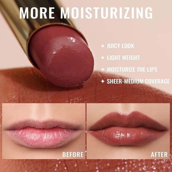 Oulac Moisture Hydrating Tinted Lip Balm Medium Coverage Lipstick Grande Dame 02 - Picture 4 of 5